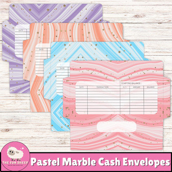 Preview of Pastel Marble Cash Envelopes | DIY Money Envelopes Printable Budget Tracker