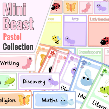Preview of Pastel Mini Beast Collection | Book Covers, Tub Labels, Reading Group Displays