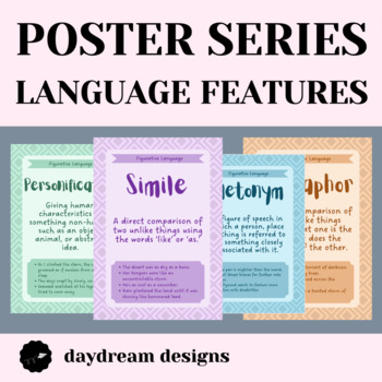 Preview of Pastel Multi-coloured English Figurative Language Features Classroom Posters