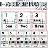 Pastel Number Posters with Base Ten Blocks, Ten Frames, & 