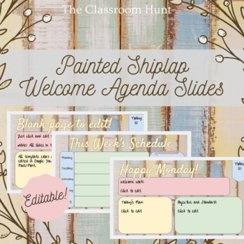 Preview of Pastel Painted Shiplap Welcome Agenda / Bellringer Daily Slides