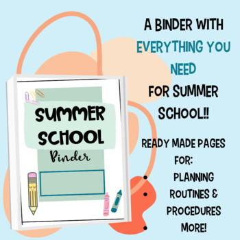 Preview of Pastel Pencil Summer School Binder