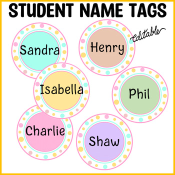 Pastel Polka Dots Student Nametags, Name Tents, Locker Labels, Editable ...
