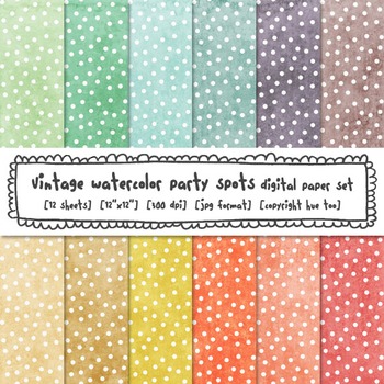 Preview of Pastel Polka Dots Watercolor Digital Paper Set, Textured Watercolor Backgrounds