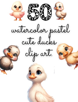 Preview of Pastel Pond Pals: Watercolor Duck Clip Art Collection