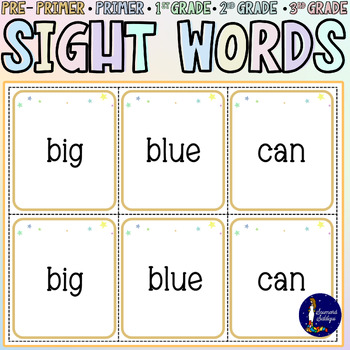 Preview of Pastel Pre-Primer, Primer, 1st, 2nd, 3rd grade Sight Words Flashcards