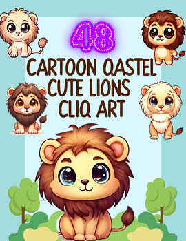 Preview of Pastel Pride: Cartoon Lion Clip Art Collection