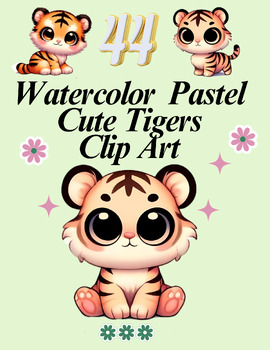 Preview of Pastel Prowlers: Watercolor Tiger Clip Art Collection