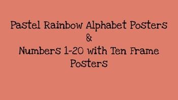 Preview of Pastel Rainbow Alphabet and Number Posters
