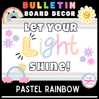 Preview of Pastel Rainbow Bulletin Board Decor - Preschool Daycare Classroom Door Decor