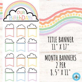 Pastel Rainbow Party Decorations, Printable Editable Rainbow Party