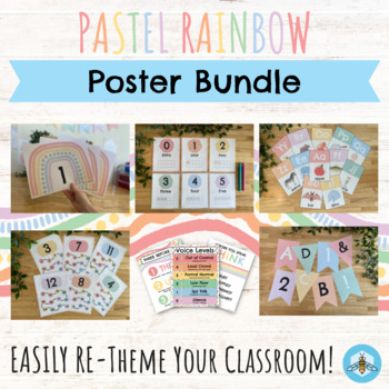 Preview of Pastel Rainbow Classroom Poster Bundle