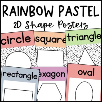 Preview of Pastel Rainbow Dalmatian 2D Shape Posters | Classroom Decor