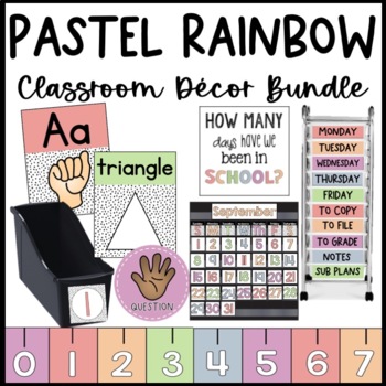 Preview of Pastel Rainbow Dalmatian Classroom Decor Bundle | Editable
