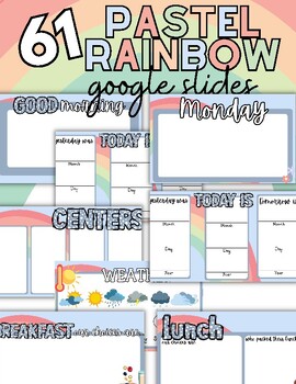 Preview of Pastel Rainbow Google Slides Templates + Blanks to Customize, Morning Meeting