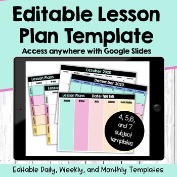 Preview of Pastel Rainbow Lesson Plan Template, Editable,  For Google Slides 2021-2022