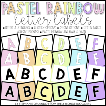 Preview of Pastel Rainbow Letter Labels (A-Z)