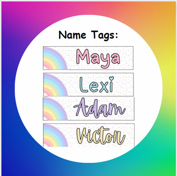 Preview of Pastel Rainbow Name Tags