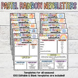 Pastel Rainbow Newsletters MEGAPACK- All Seasons! *Editabl