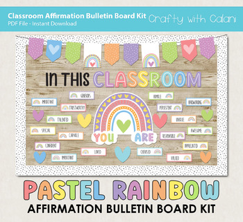 Positive Affirmation Bulletin Board Kit in Pastel Rainbow Design