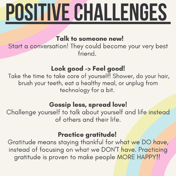 Preview of Pastel Rainbow Positive Classroom Challenges Poster