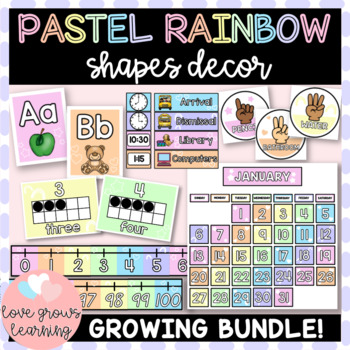 Pastel Rainbow Shapes Decor Bundle by LoveGrowsLearning