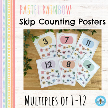 Preview of Pastel Rainbow Skip Counting Multiplication Posters