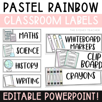 Preview of Pastel Rainbow Tote Tray and Classroom Labels