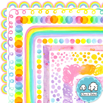 Preview of Pastel Rainbow Watercolor Borders Spring and Easter Clip Art Frames