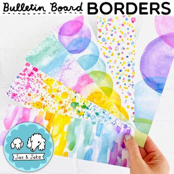 Preview of Pastel Rainbow Watercolor Bulletin Board Classroom Borders - Calm Class Decor
