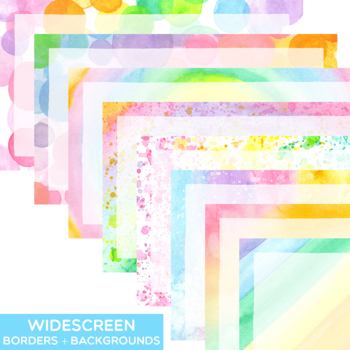 Preview of Pastel Rainbow Watercolor SLIDE Backgrounds Spring Google Slides Templates