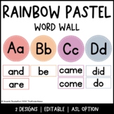 Pastel Rainbow Word Wall | ASL | Editable