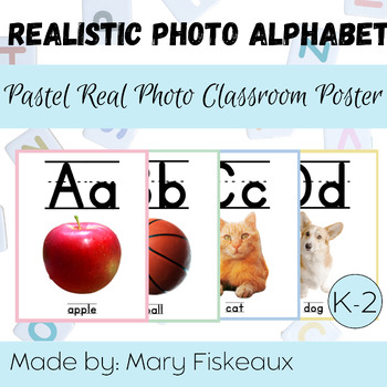 Preview of Pastel Real Photo Alphabet Posters Set | ABC Classroom Posters |