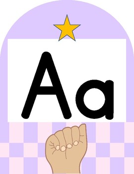 Preview of Pastel Retro Checker Alphabet with and without ASL