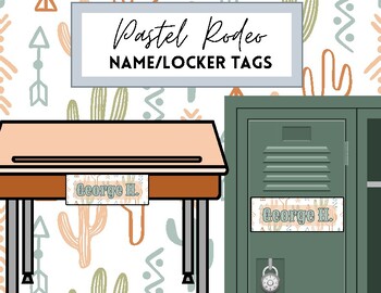 Preview of Pastel Rodeo Themed Name Tags - For student desks, lockers, etc.