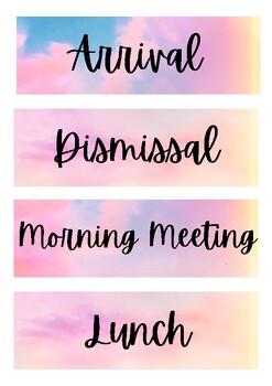 Preview of Pastel Sky Classroom Schedule Labels