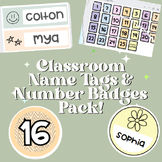 Pastel Student Name Tags and Number Badges Back to School Pack