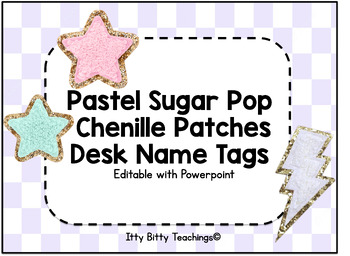 Preview of Pastel Sugar Pop Chenille Patches Desk Name Tags