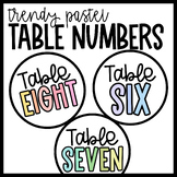 Pastel Table Number Labels
