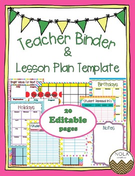 Preview of Pastel Teacher Binder/Lesson Plan Template- EDITABLE