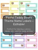 Pastel Teddy Bears Theme Name Labels - Editable!