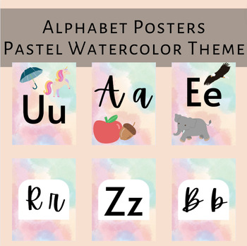 Preview of Pastel Watercolor- Alphabet Posters/ Wall Decor/ Cards