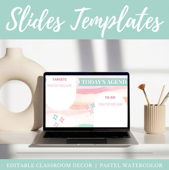 Preview of Pastel Watercolor Slides Templates | Morning Meetings, Agendas, Lessons, etc