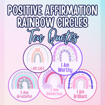 Preview of Pastel affirmation circels, Positive station mirror, October calendar cards