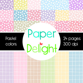 Preview of Pastel colors / Digital Printable Scrapbook Paper & Backgrounds - 24 pages