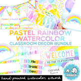 Pastel Rainbow Watercolor Classroom Decor Bundle - Calm Cl