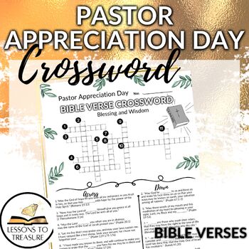 Preview of Pastor Appreciation Day Crossword, Bible Verses Christian Religious Activity