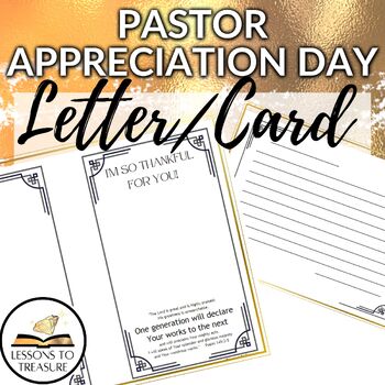 Pastor Appreciation Day Letter-Bible Verse Cover-Card, Christian, Religious