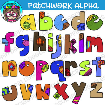 Patchwork Alphabet Lower Case Clipart {Scrappin Doodles Clipart}