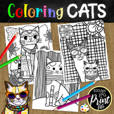 Patchwork Cats Printable Coloring Pages - Kids Indoor Activity